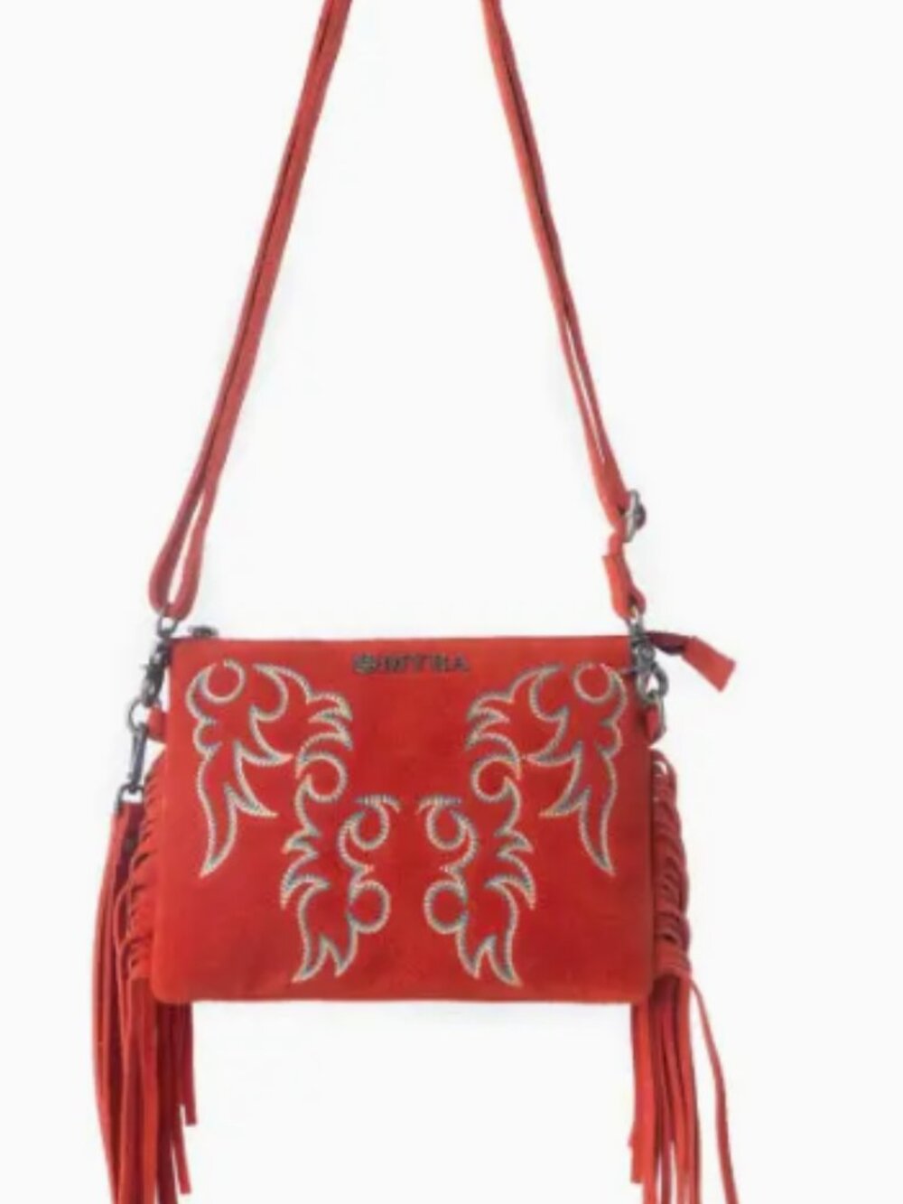 Myra Boot Stitch Suede Crossbody, Shoulder Bag Red NWT